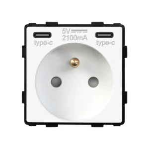 Miniatura produktu Mechanizm gniazda French z USB-C+C 2.1A MG-FR-USB-C+C-2100-W
