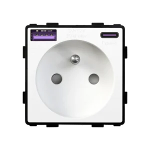 Miniatura produktu Mechanizm gniazda French z USB-A+C 20W MG-FR-USB-A+C-20W-W